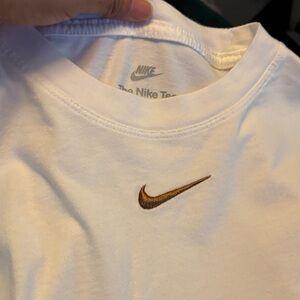 Nike Kids White Tee with Gold Swoosh